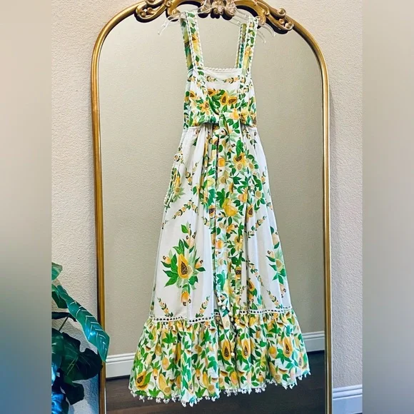 FARM Rio White Midi Dress with Yellow & Green Floral Print - Picture 6 of 11